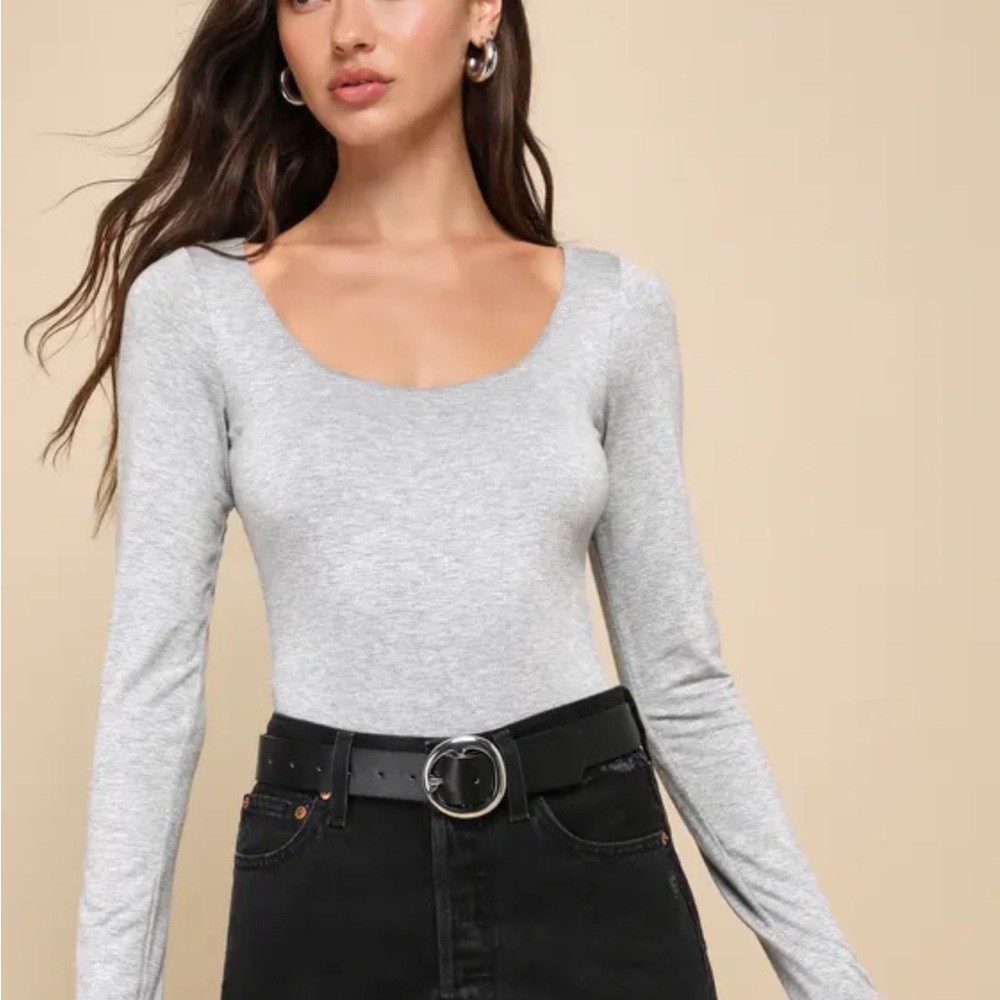 Heather Gray Long Sleeve Bodysuit
